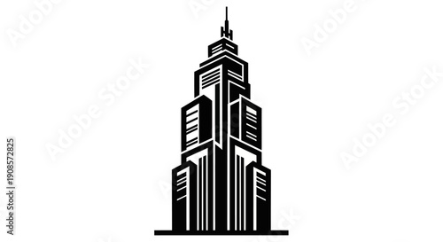 Towering skyscraper silhouette illustration