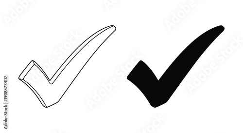 A contrasting pair of checkmark symbols is displayed one outlined and one solid creating a visual comparison silhouette high quality professional