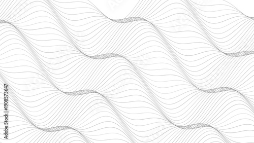 Intricate wave pattern design with black and white contrast and dynamic movement creating a visually striking abstract background