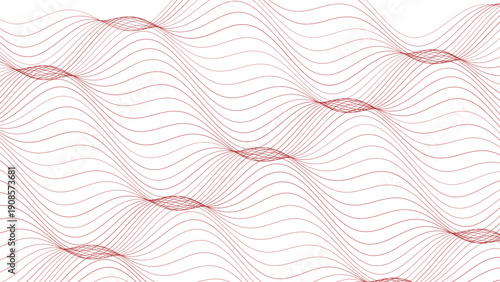 Intricate red wavy pattern on white background with sinusoidal curves and dynamic lines creating a visually appealing abstract design