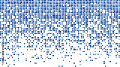 A mesmerizing mosaic of blue pixels scattered across a digital canvas, creating a visually striking and modern abstract art piece that showcases the beauty of randomness and technological innovation