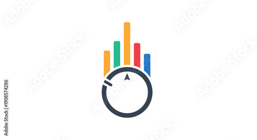 Colorful Bar Graph Emerging from Clock.
