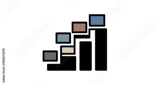 Colorful Bar Graph Illustration with Growth Trend.