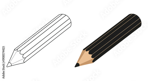 A comparison is shown between a white outlined pencil and a dark solid silhouette pencil high quality professional detailed modern elegant
