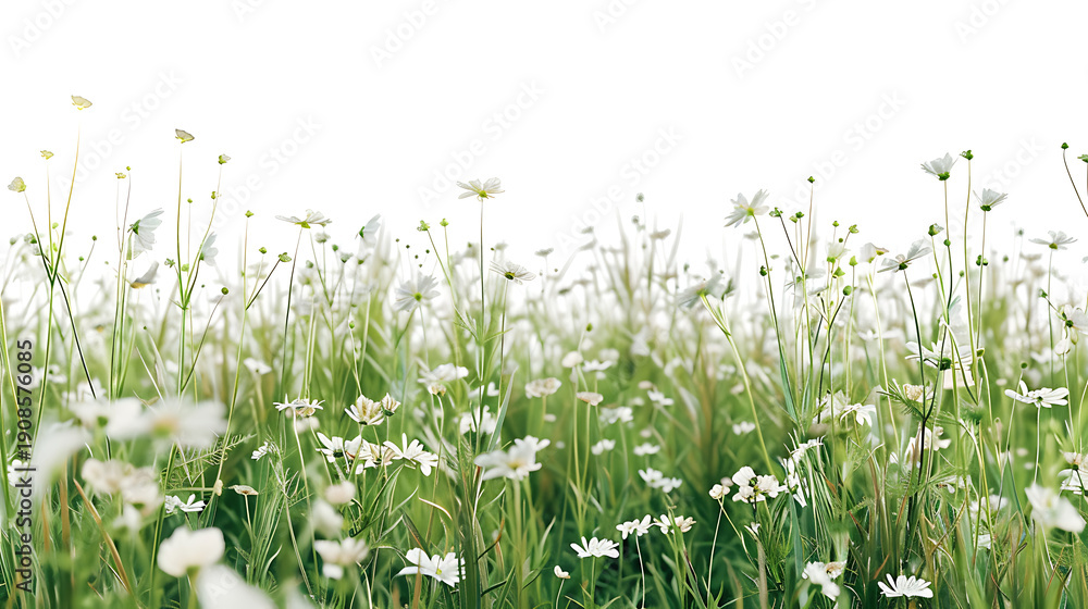 Fototapeta premium Serene Field of White Wildflowers