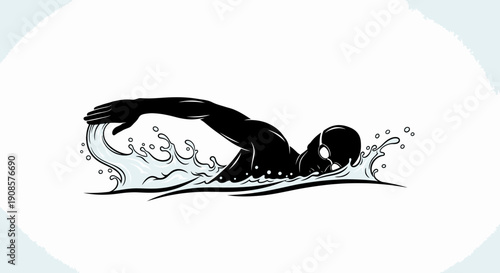 Dynamic Person Swimmer Gliding Through Water During a Freestyle Stroke in a Bright Studio