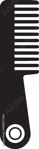 Black comb with white circular handle detail on white background also transparent background hair comb