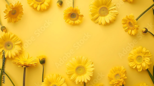 Minimalist Yellow Frame Border with Copy Space