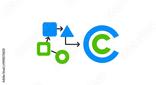 Colorful copyright symbol graphic design.