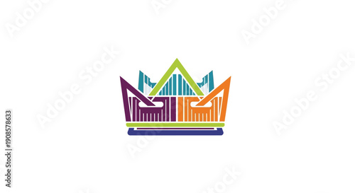 Colorful crown icon symbol sign.