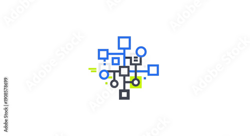 Colorful geometric shapes cluster together.