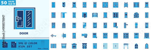 Door Solid Color Editable Icons set
