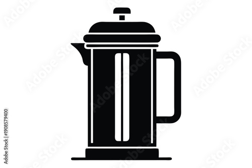 french press coffee maker line art silhouette vector illustration
