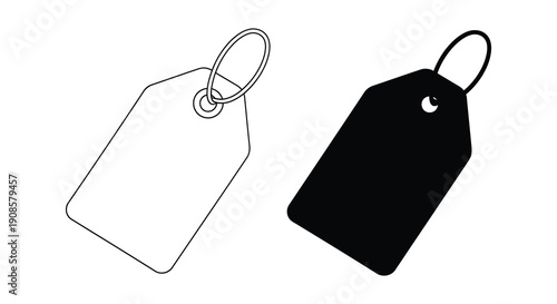 A simple illustration depicting two blank tags one white and one black with looped attachments silhouette high quality professional detailed modern