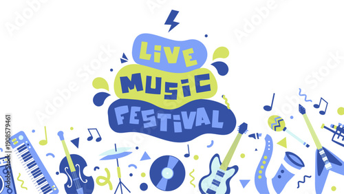 Live Music Festival Colorful Vector Illustration