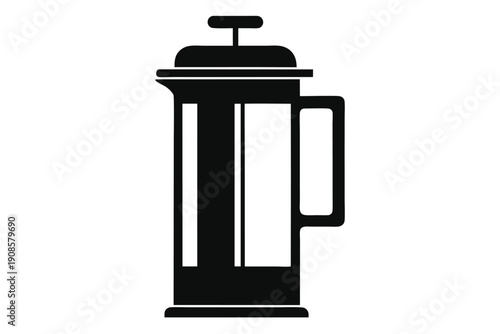 french press coffee maker line art silhouette vector illustration
