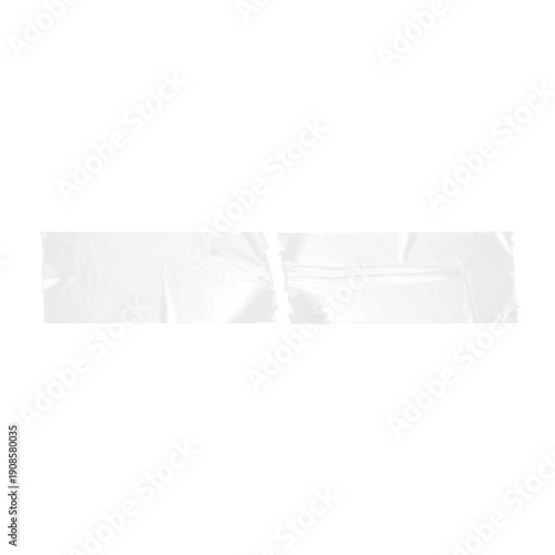 Clear Duct Tape Piece. Adhesive Plastic Stripe Texture. Realistic Torn Masking Tape Strip on Transparent Background. Poster Design Overlay Element.