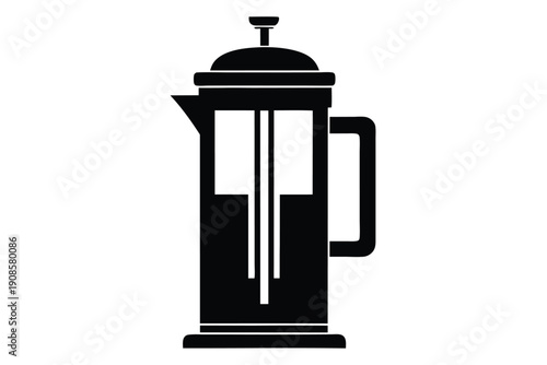 french press coffee maker line art silhouette vector illustration