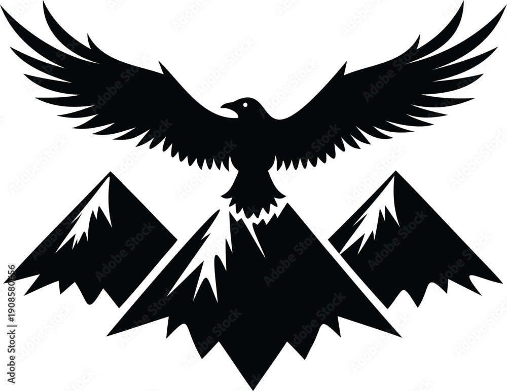 Obraz premium Flying eagle silhouette vector illustration