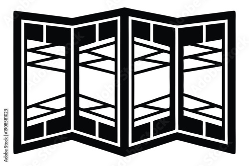 folding screen divider line art silhouette vector illustration