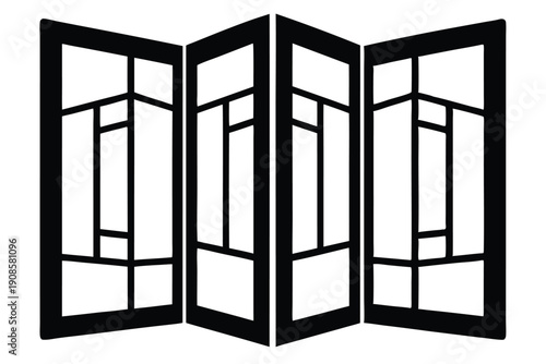 folding screen divider line art silhouette vector illustration