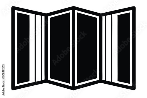 folding screen divider line art silhouette vector illustration