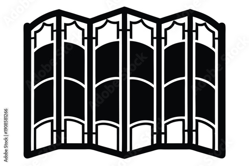 folding screen divider line art silhouette vector illustration