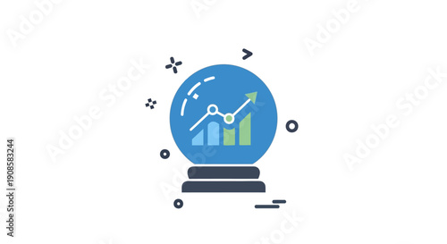 Crystal ball with business graph chart.