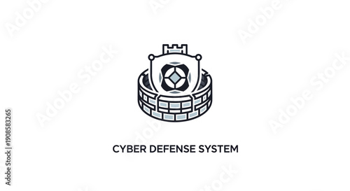 Cyber defense system protection icon design.
