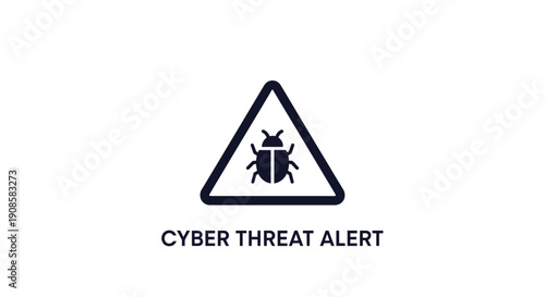 Cyber threat alert bug icon warning.