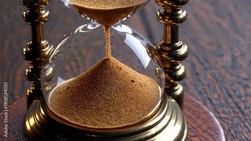 Wallpaper Mural Vintage Hourglass Sand Timer Close-up - Time Passing Concept Golden Sand Flowing Measurement Device Torontodigital.ca