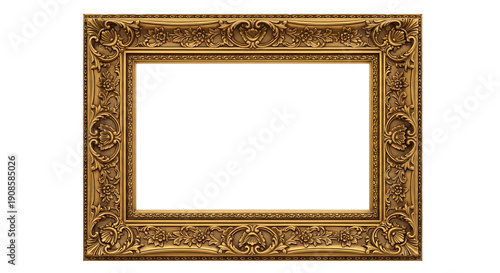 Gold ornate frame with floral empty