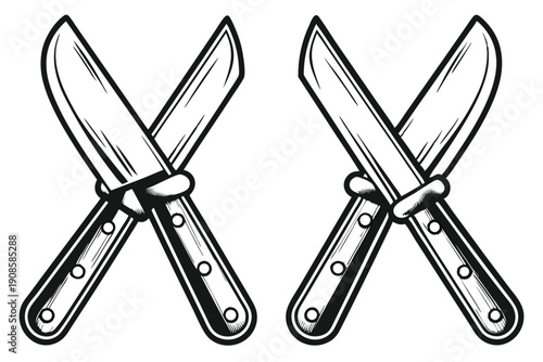 Black Silhouette of a Pocket Knife, Sharp Blade, Folding Mechanism Isolated on White