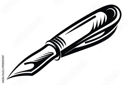 Scalpel Blade Silhouette, Surgical Knife, Black & White Medical Instrument, Sharp Tool 80