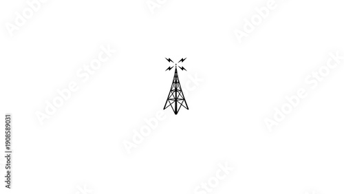 Radio Tower Broadcasting Signal Silhouette Vector Icon