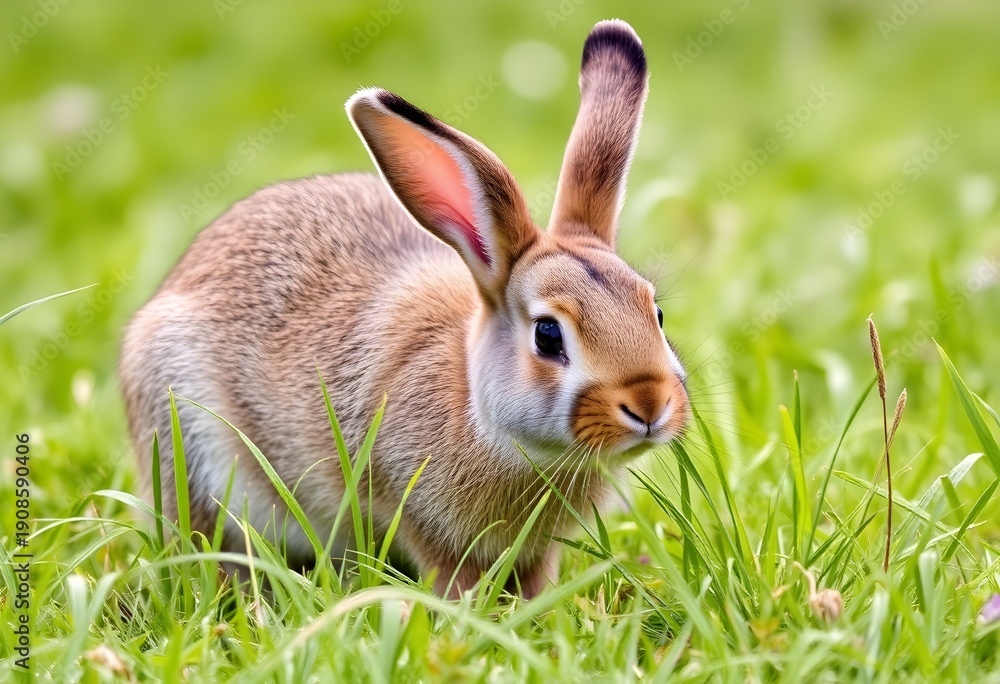 Fototapeta premium A Rabbit crouching in the grass