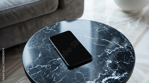 Elegant Smartphone on Black Marble Side Table