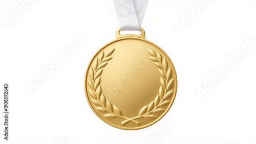 Wallpaper Mural Premium Gold Medal with White Ribbon and Laurel Design Isolated Torontodigital.ca