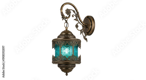 Wallpaper Mural Vintage wall lantern with turquoise glass and filigree Torontodigital.ca