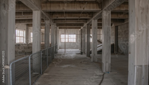 Empty Industrial Space During Renovation in a Building With Wooden Structures and Natural Light