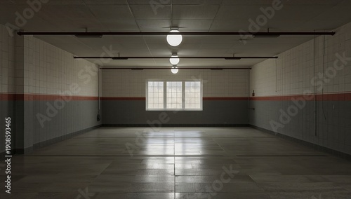 Empty Room With Bright Lights and Window in a Simple Structure