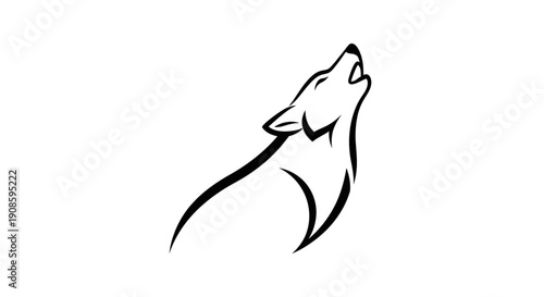 Stylized wolf howling against white background