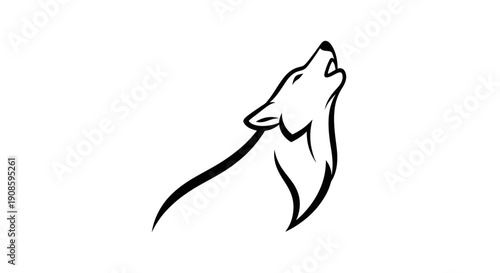 Stylized wolf howling against white background