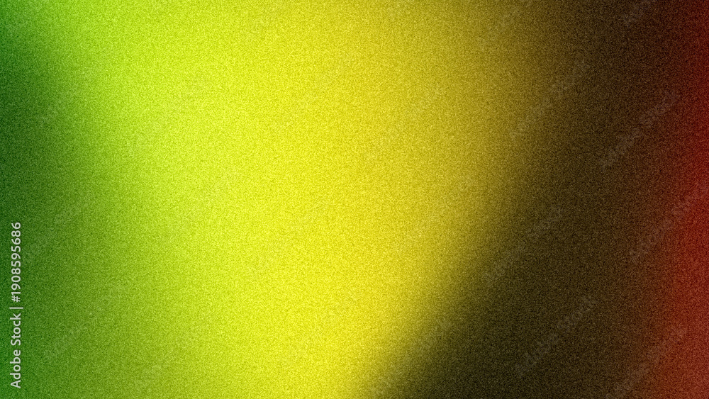 Fototapeta premium Vibrant 4K abstract grainy gradient with a warm transition of bright lime green, sunny yellow, earthy brown, and deep red. High-quality textured backdrop