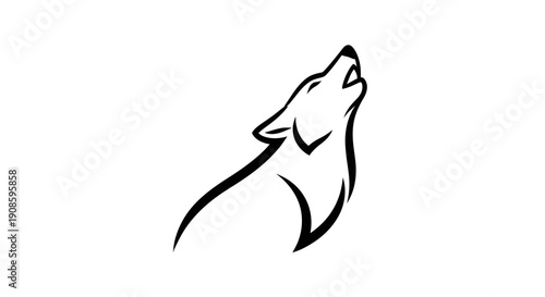 Stylized wolf silhouette howling in black