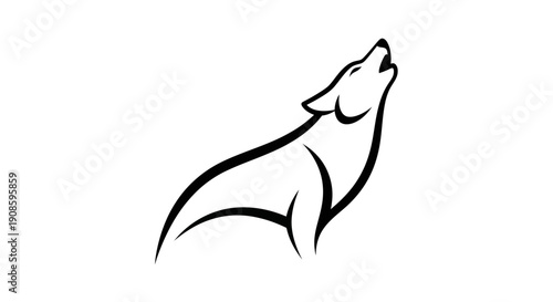 Stylized wolf silhouette howling in black