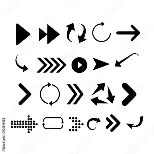 Vector style U-turn arrow illustration, solid black thick curved arrow, perfectly centered, isolated on white background, clean infographic design.