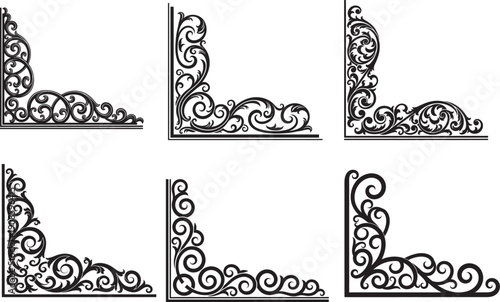 Elegant Ornate Corner Flourishes for Decorative Borders and Design Elements