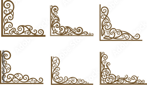 Decorative corner flourishes and ornate scrollwork borders for design