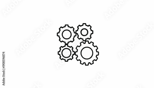 A minimalist vector graphic of interconnected gears representing teamwork and mechanical harmony